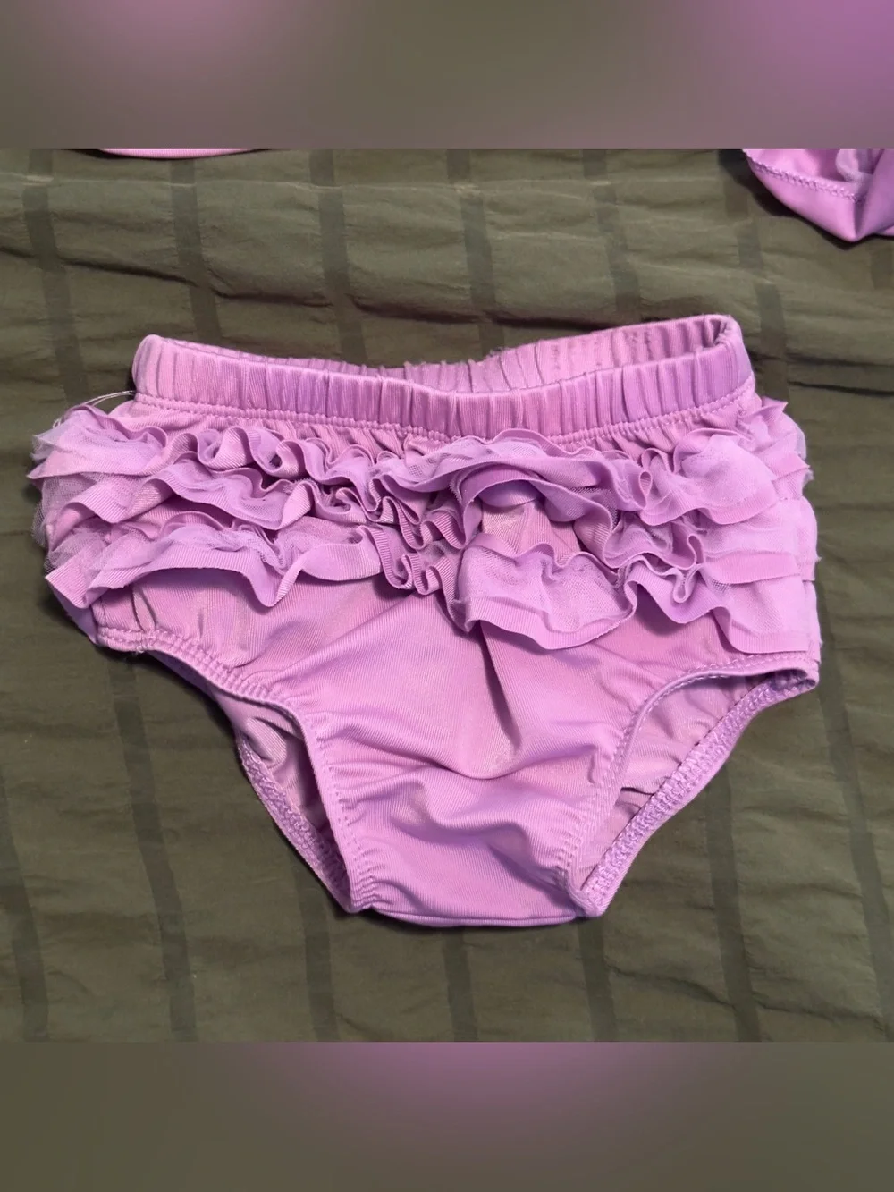 Kids Lavender Ruffle Bikini Set with Swim Cap